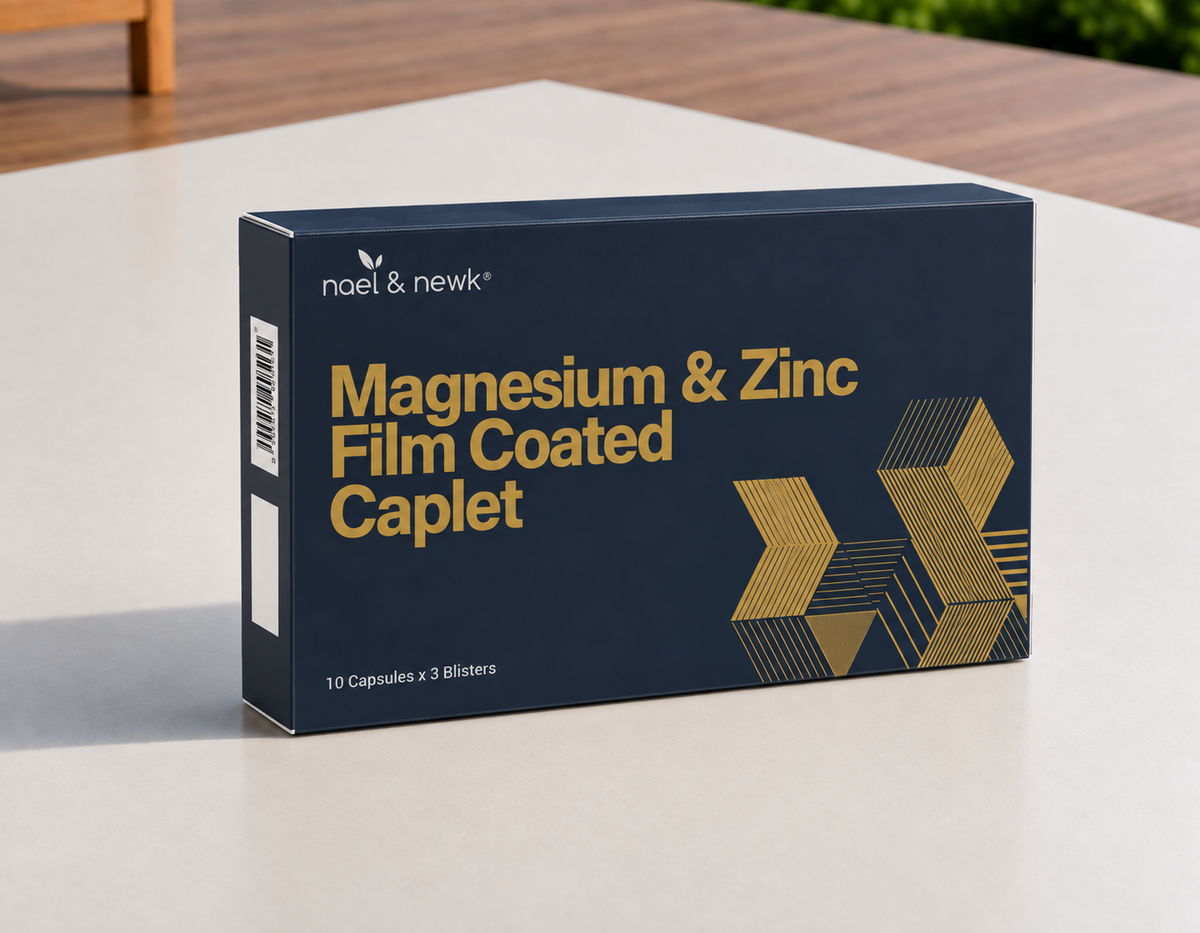 NAEL&NEWK Magnesium & Zinc Bisglycinate (3 blister x 10 caplets) | Dual Chelated Minerals | Stress, Relaxation & Sleep